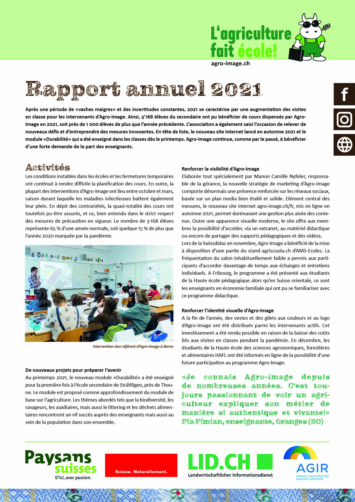 Rapport annuel 2021 Agro-Image